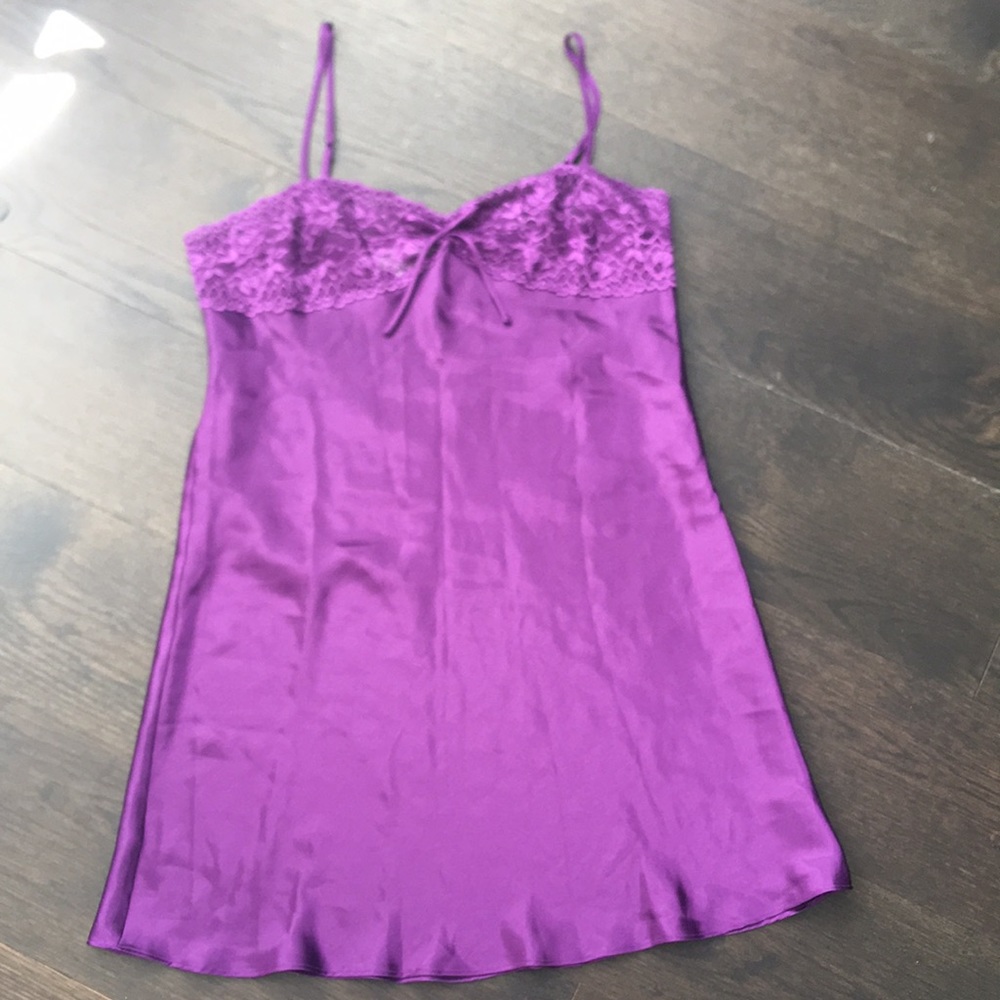 Women's Satin Lace Chemise Nightdress - Purple
